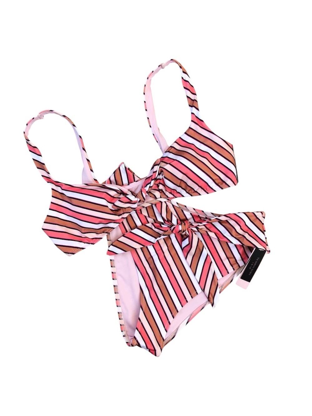 NWT Victoria’s Secret VS Swim Bikini 2 Piece SMALL Pink Coral Candy Stripes